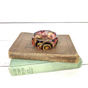 Vintage chunky geometric swirl resin bangle bracelet